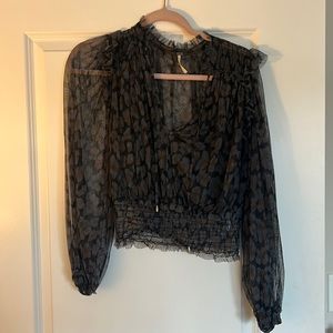 Free People floral mesh crop top